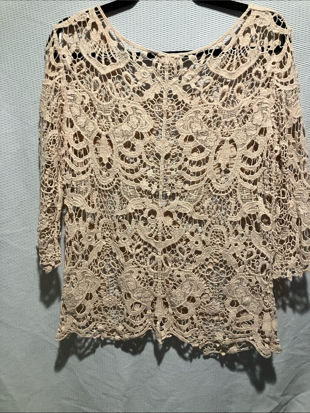 Adiva Crochet Lace Blouse in Beige - Picture 6 of 8